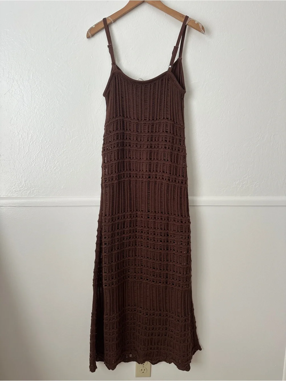 Abercrombie & Fitch Crochet Brown Maxi Dress Medium Petite